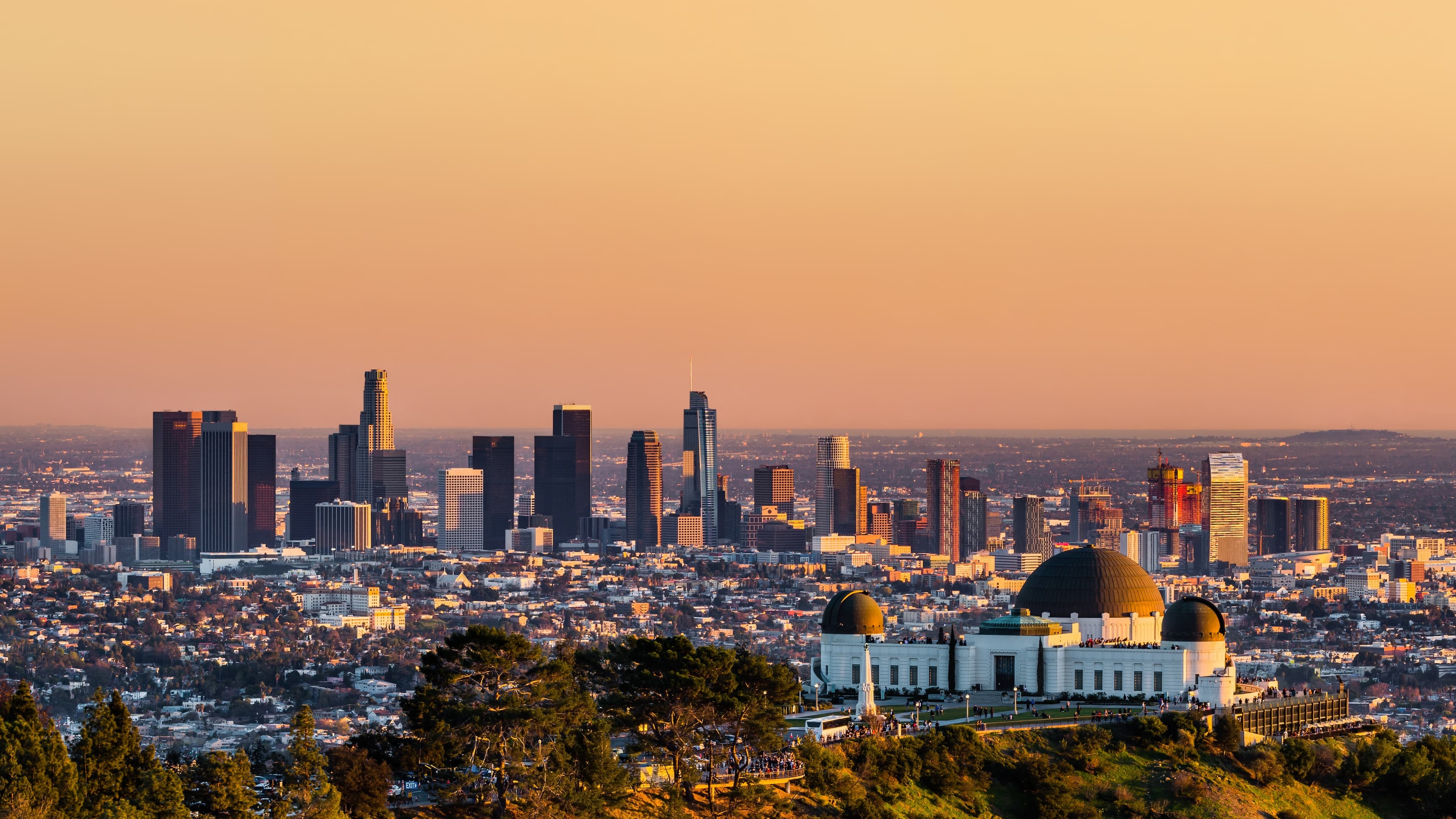 Los Angeles skyline at sunset